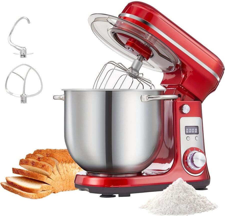 Corenia Keukenmixer – Keukenmachine – Keukenrobot – Handmixer – Standmixer – 1200W Motor – 6L RVS Mengkom