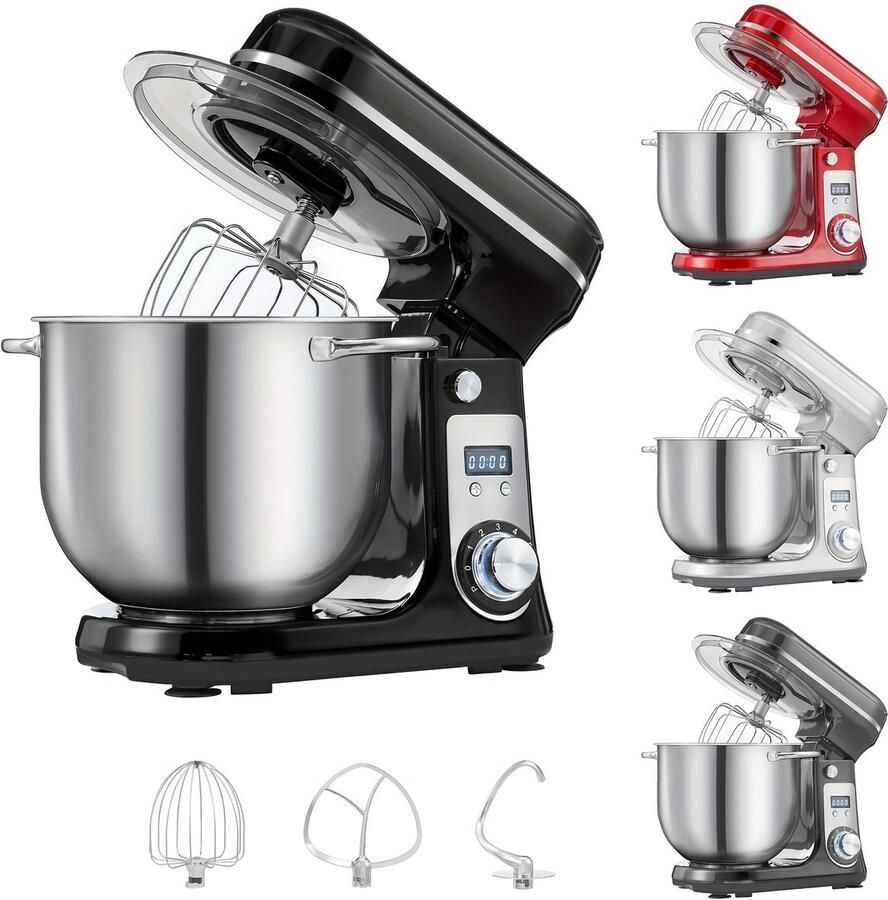 Corenia Keukenmachine – Standmixer – Keukenmixer – Keukenrobot – Foodprocessor – 6L Mengkom – 1200W DC Motor – LCD Display Met Timer