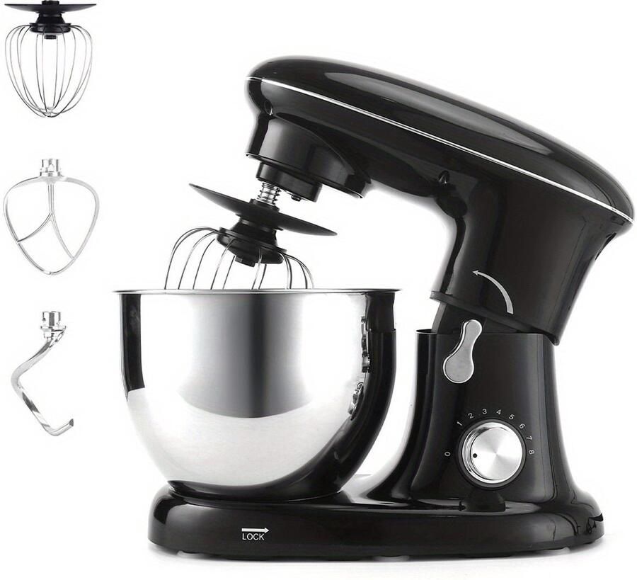 Corenia Keukenmixer – Mengmachine – Bakmixer – Deegkneder – Standmixer – 1400W Krachtige Motor – 4 5 Liter RVS Mengkom – Zwart