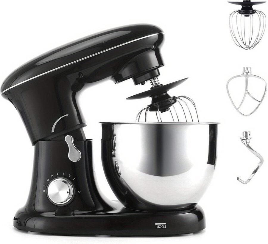 Corenia Keukenmixer – Mengmachine – Bakmixer – Deegkneder – Standmixer – 1400W Krachtige Motor – 4 5 Liter RVS Mengkom – Zwart