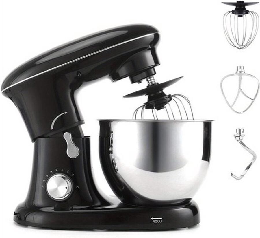 Corenia Keukenmixer – Mengmachine – Bakmixer – Deegkneder – Standmixer – 1400W Krachtige Motor – 4 5 Liter RVS Mengkom – Zwart - Foto 2