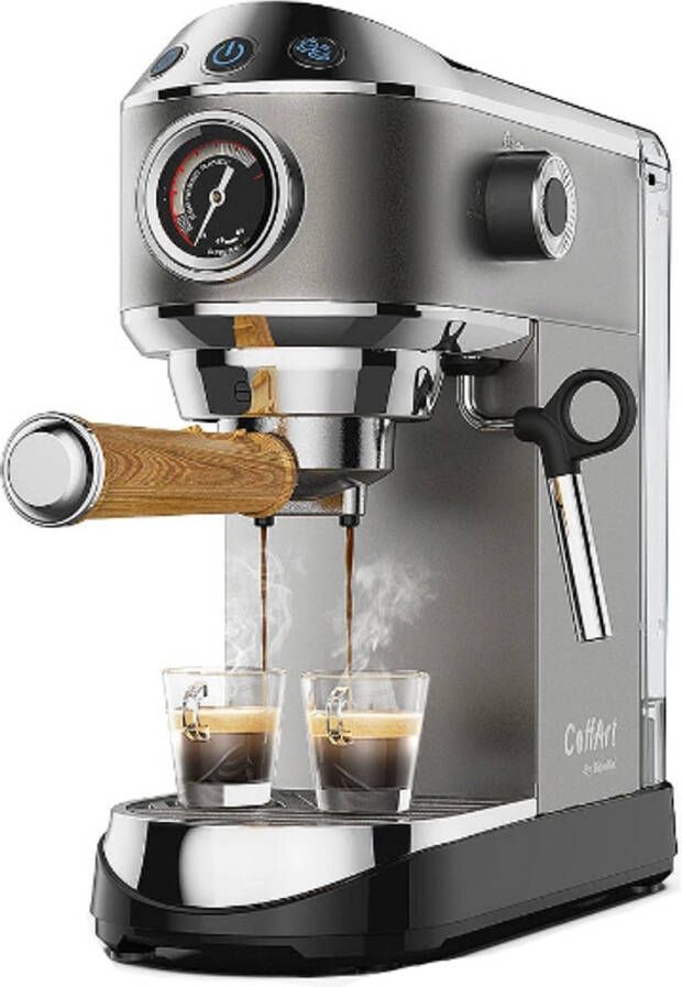 Corenia Koffiemachine 20Bar 220V 1350W Met Melkopschuimer Grijs Semi-automatisch Voor Latte en Mokka Espresso Cappuccino