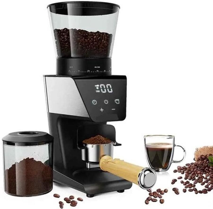 Corenia Koffiemolen Elektrische 220V Burr Grinder met 30 Maalstanden Conische Maalschijven Instelbare Maalgraad voor Espresso & Filterkoffie LCD Display 90g+ Bonenreservoir LCD-Scherm met Timer