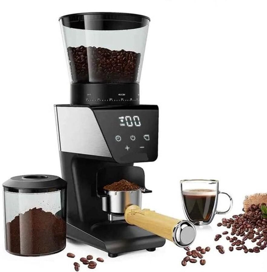 Corenia Koffiemolen Elektrische 220V Burr Grinder met 30 Maalstanden Conische Maalschijven Instelbare Maalgraad voor Espresso & Filterkoffie LCD Display 90g+ Bonenreservoir LCD-Scherm met Timer