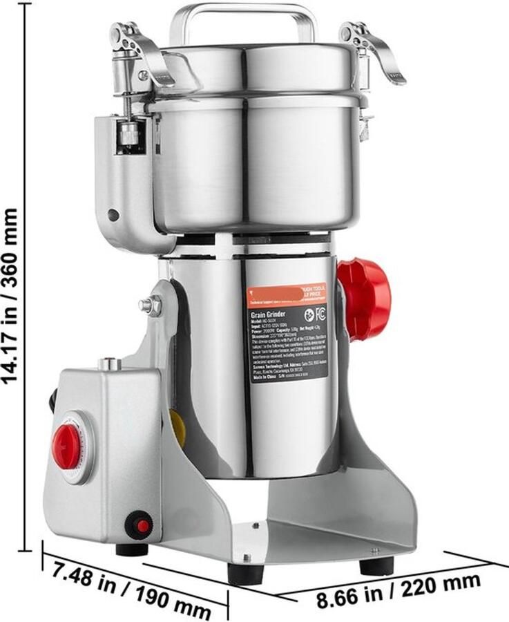 Corenia Krachtige Graanmaler – Specerijenmaler – Kruidenmolen – Elektrische Grinder – 2000W Motor – 500 Gram Capaciteit