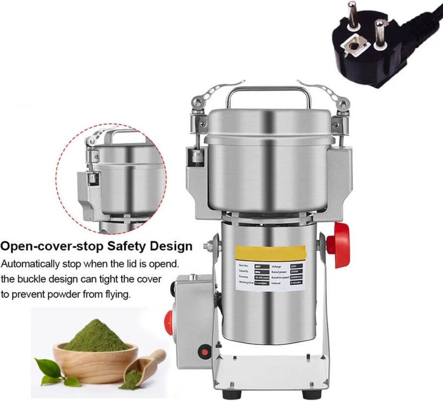 Corenia Kruidenmolen Elektrische Hakmolen Graanmolen Specerijenmolen Koffiemolens Molen Kruidenmaler 800G 220V Swing Type Grinder met Display voor Droge Voeding Koffie en Specerijen