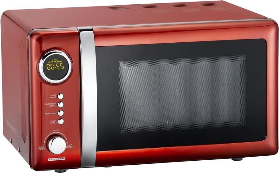 Corenia Magnetronoven – Retro Magnetron – Combimagnetron – Keukenmagnetron – Compacte Magnetron – 20 Liter Inhoud – 700 Watt Vermogen – Timer – 5 Standen – Rood Metallic – Metalen Behuizing