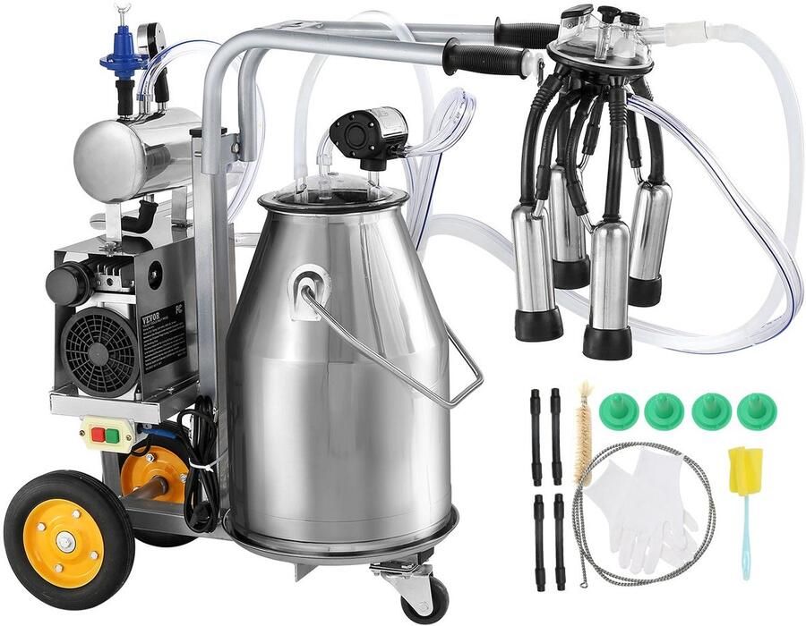 Corenia Melkmachine – Elektrische Melkset – Geitenmelker – Koeienmelker – Melkafname Apparaat – 25 Liter Roestvrij Staal – 550W Krachtige Motor – Instelbare Vacuümpulsatie