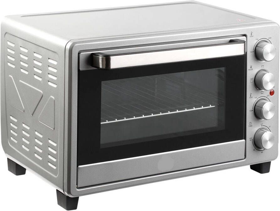 Corenia Mini Elektrische Oven Magnetrons Compacte Keukenoven 32L 1600W Duurzaam Veilig Verstelbare Temperatuur Timer Pizza Brood en Meer Zilver