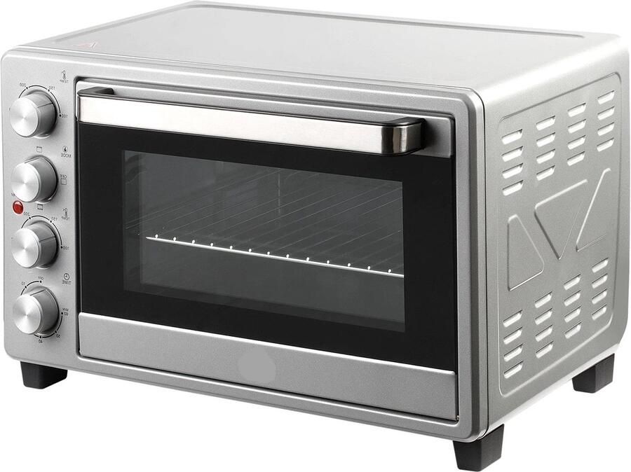 Corenia Mini Elektrische Oven Magnetrons Oven 32L 1600W Compacte Keukenoven Verstelbare Temperatuur Timer Pizza Brood en Meer Duurzaam Veilig Zilver
