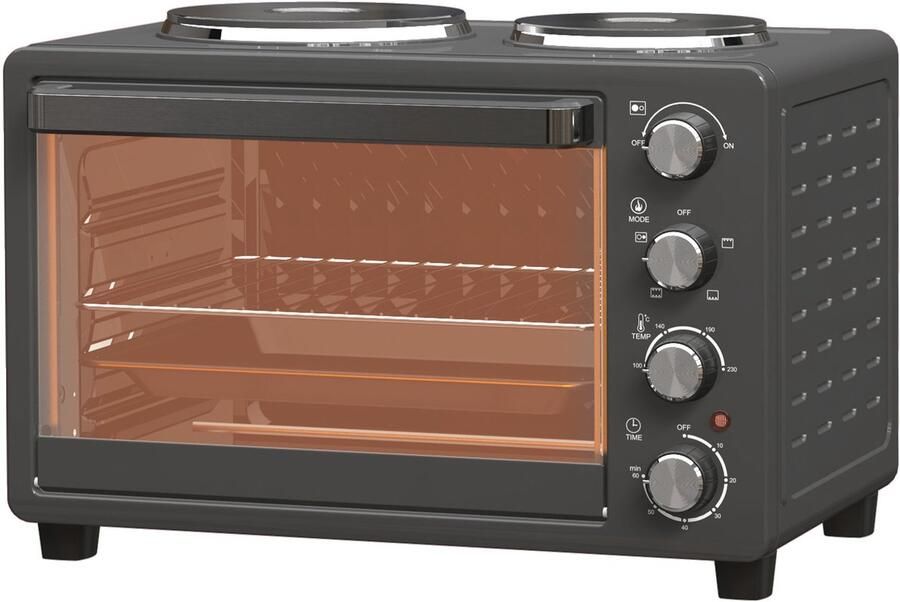 Corenia Mini Oven – Mini Oven Met Grill – Tafeloven – Elektrische Oven – Bakoven – 28L Inhoud – 2600W Vermogen – Zwart