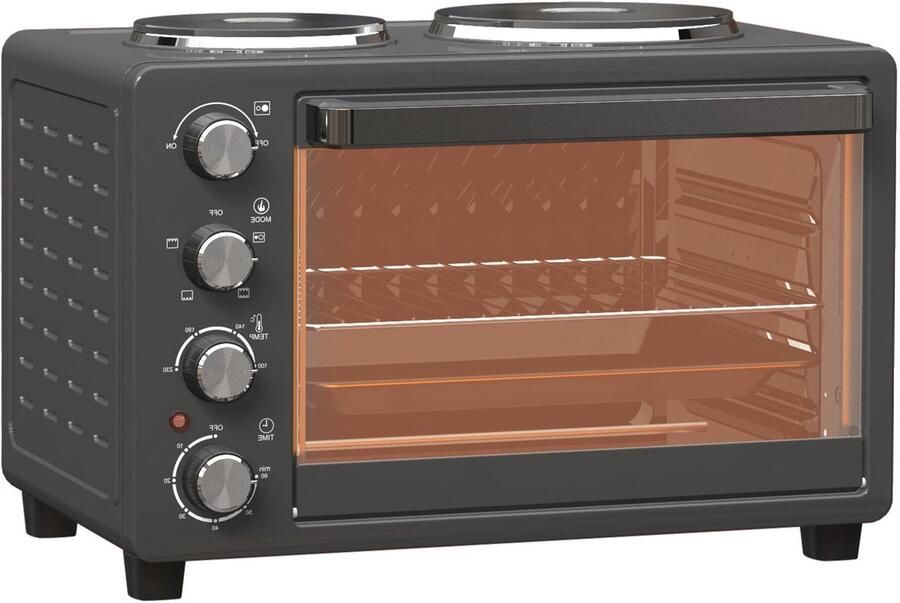 Corenia Mini Oven – Mini Oven Met Grill – Tafeloven – Elektrische Oven – Bakoven – 28L Inhoud – 2600W Vermogen – Zwart