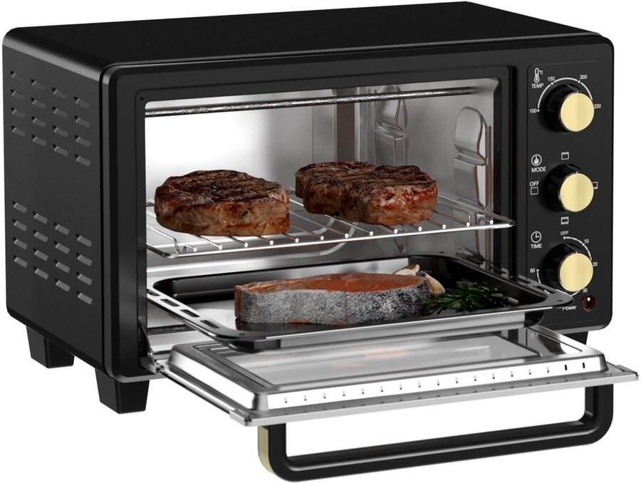 Corenia Mini Oven – Toaster Oven – Bakoven – Broodrooster – Grill Oven – Zwart – Compact Formaat – Timer Met Automatische Uitschakeling