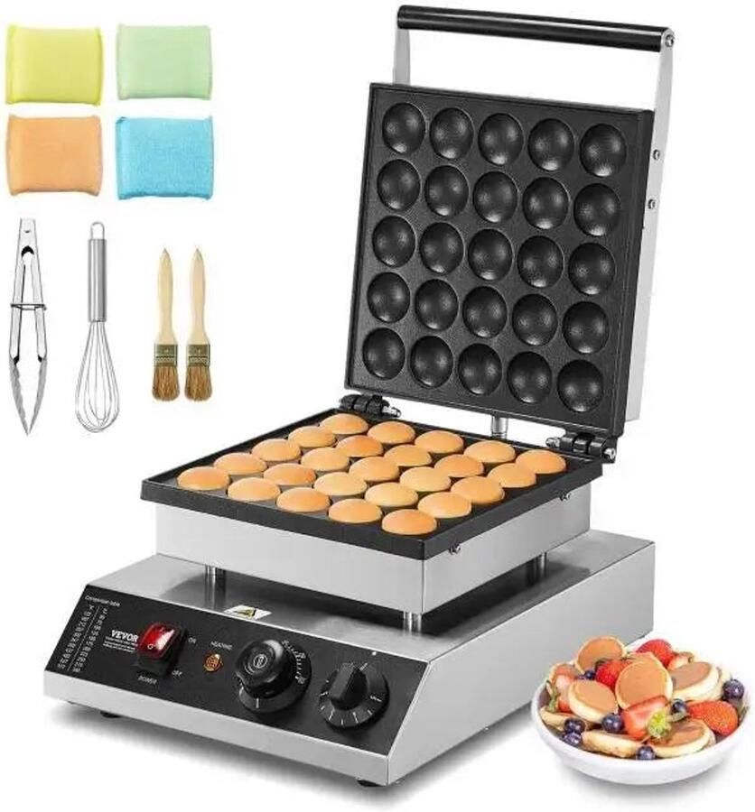 Corenia Mini-Pannenkoekenmaker – Mini-Wafelijzer – Dorayaki Maker – Kleine Pannenkoekenmachine – 25 Bakvormpjes – 500W Vermogen – Temperatuurinstelbaar