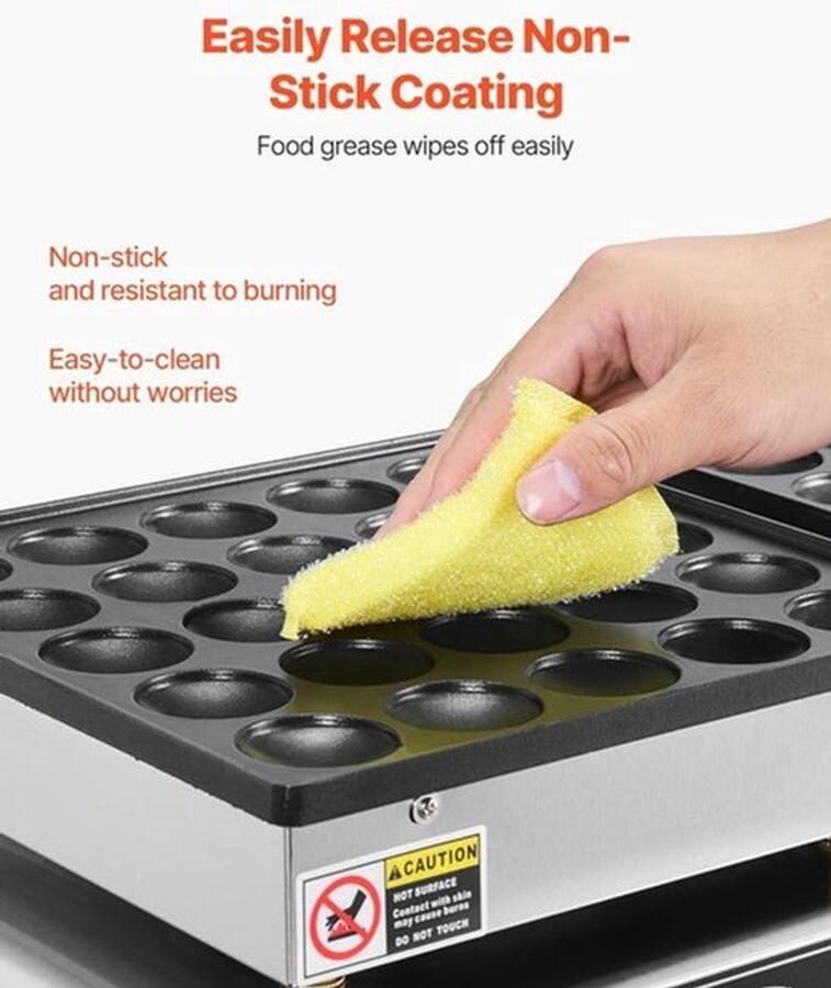 Corenia Mini Pannenkoekenmaker – Poffertjesmaker – Dorayaki Apparaat – Wafelijzer – Pancake Grill – 50 Mini Pannenkoekjes Tegelijk – 1800W Met Instelbare Temperatuur en Timer