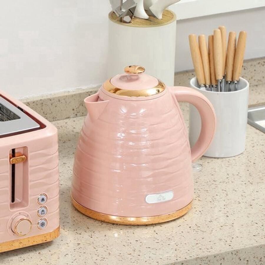 Corenia Ontbijtpakket Waterkoker – Broodrooster – Toaster – Kettle – 2-in-1 Set – Roze – 7 Bruiningsstanden – Ontdooien en Opwarmen - Foto 3