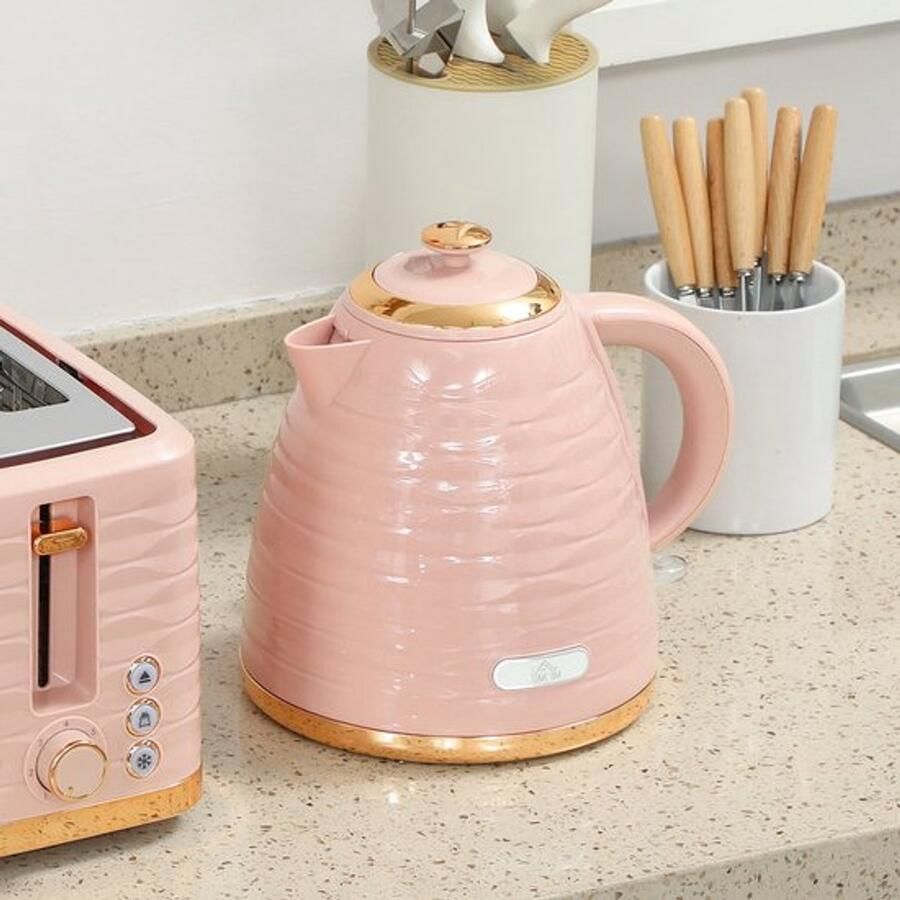 Corenia Ontbijtpakket Waterkoker – Broodrooster – Toaster – Kettle – 2-in-1 Set – Roze – 7 Bruiningsstanden – Ontdooien en Opwarmen - Foto 4
