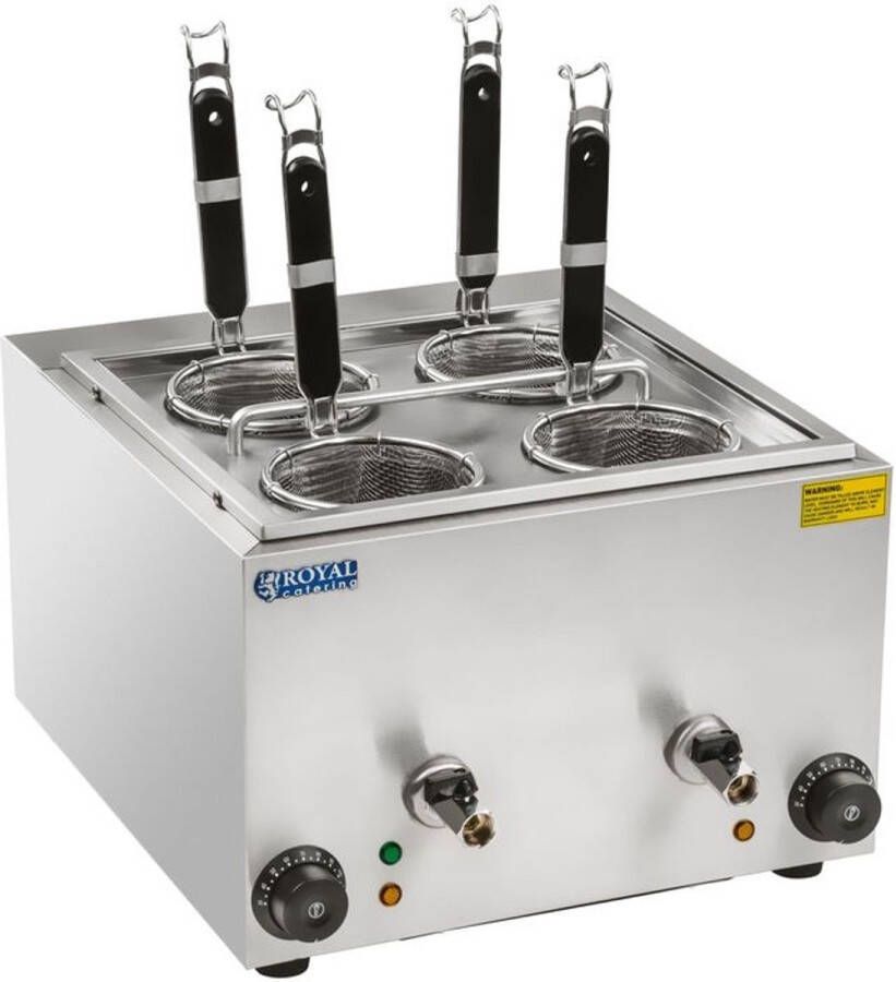 Corenia Pastakoker – Pastapan – Spaghettikoker – Dumplingkoker – Stoompan – 2 Kamers Met Kraantjes – RVS & 2x1500W Vermogen