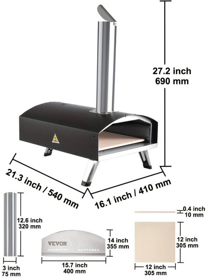 Corenia Pizzaoven – Draagbare Oven – Outdoor Oven – Roestvrijstalen Oven – Mini Oven – Zonder Elektriciteit – Compact & Lichtgewicht – Capaciteit 1-10L