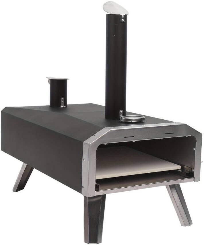 Corenia Pizzaoven – Draagbare Pizza Grill – Buitenoven – Houtgestookte Oven – Pizza Cooker – Roestvrij Staal – Ingebouwde Thermometer – Bakoppervlak 30 5 cm