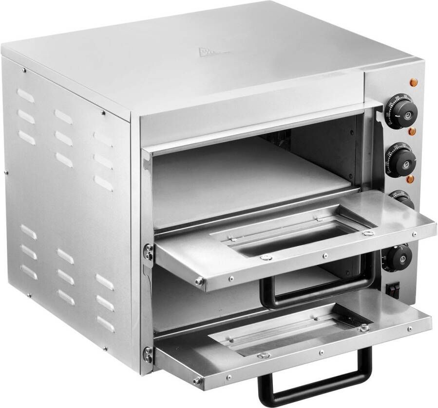 Corenia Pizzaoven – Elektrische Oven – Pizzamaker – Gourmetoven – Bakoven – RVS Roestvrij Staal – 356 mm Bakoppervlak – Vier Instelbare Knoppen