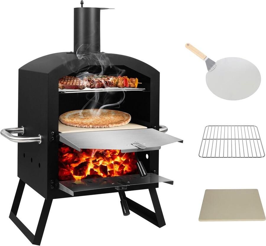 Corenia Pizzaoven – Houtoven – Outdoor Oven – Grilloven – Rookoven – Knapperige Pizza – Weerbestendig Gecoat Staal
