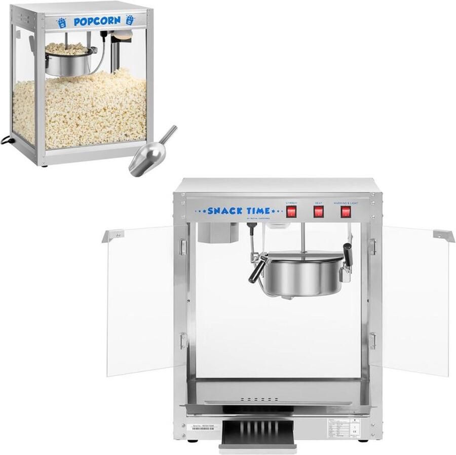 Corenia Popcornmachine – Popcornmaker – Snackmachine – Pofmaïs Machine – Bioscoopmachine – 1350W Vermogen – RVS Behuizing & Automatisch Roersysteem