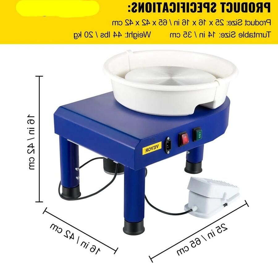 Corenia Pottenbakkersschijf Aardewerk Wiel Keramische Machine Elektrisch Keramisch Wiel 35 Cm 450 W Blauw - Foto 4