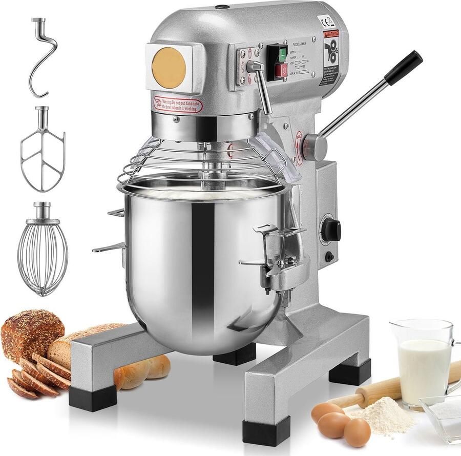 Corenia Professionele Foodmixer – Keukenmixer – Deegmixer – Keukenrobot Mengmachine – 14 Liter Mengkom – 550W Motor – RVS Materialen