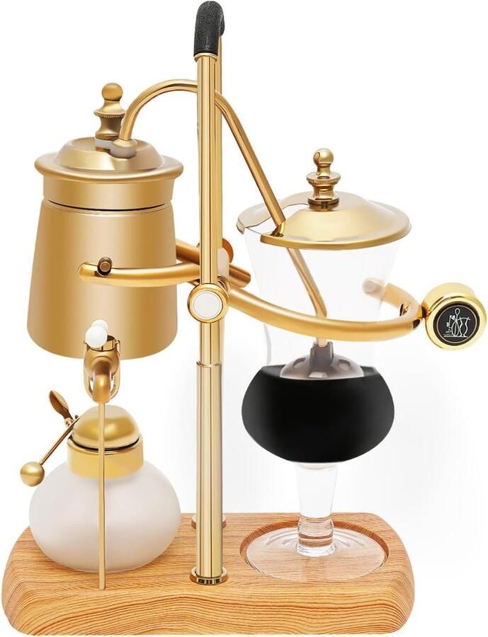Corenia Siphon Koffiemaker – Siphon Coffee Maker – Vacuum Koffiezetter – Siphon Balance – Retro Koffiezetapparaat – 400 ml Inhoud – Titanium Gecoat & Veiligheidssluiting