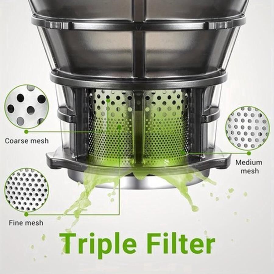 Corenia Slowjuicer – Juicer – Sapcentrifuge – Sapmaker – Slow Extractor – 13 5 Cm Voederopening – 1 8 Liter Opvangcapaciteit Zwart