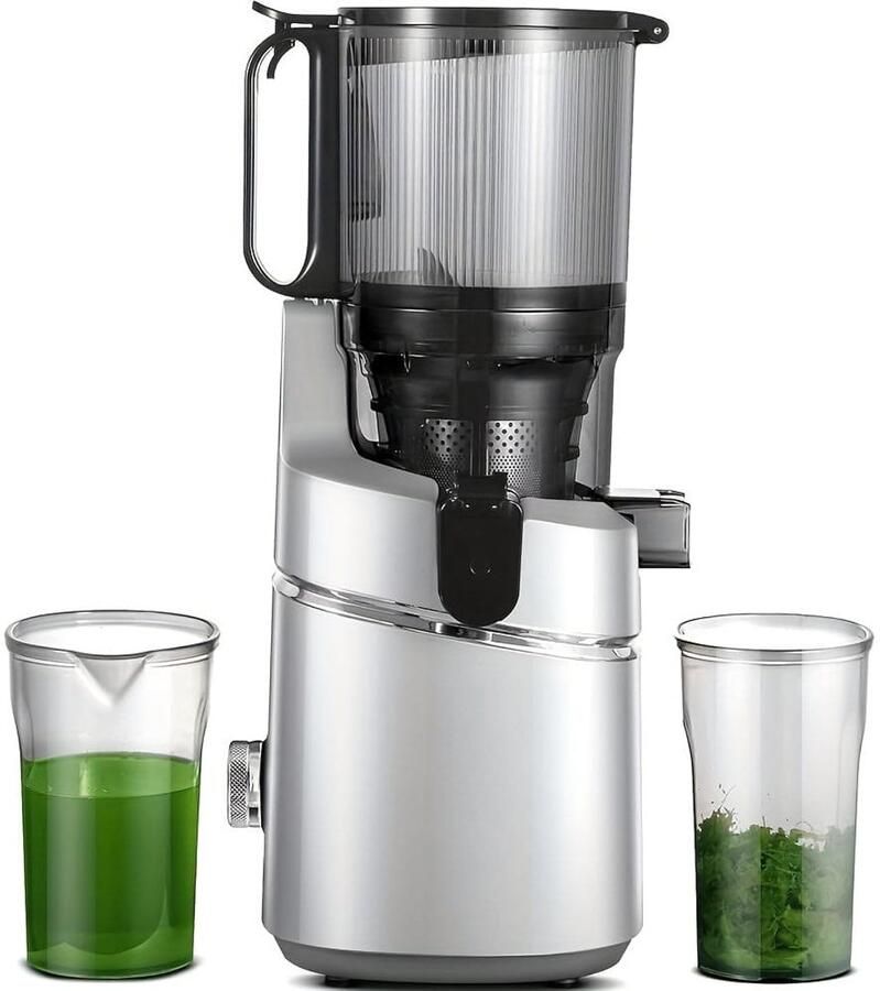 Corenia Slowjuicer – Langzame Juicer – Sapcentrifuge – Fruitpers – Groentepers – Ruime Vulopening 135 Mm – Grote Inhoud 1 8 Liter Zilver