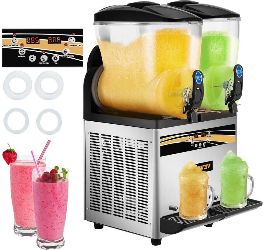 Corenia Slush Puppy Maker Slush Puppy Machine 15L Dubbele Tank Slushy Maker Slush Machine Margareta Machine Frozen Drink Maker Perfect voor Cafés Bars