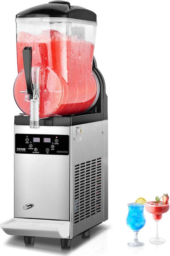 Corenia Slushiemachine – IJsdrankjesmaker – Smoothiemachine – Cocktailmachine – 12 Liter Capaciteit – Slush Machine Temperatuurregeling – Roestvrijstalen Behuizing