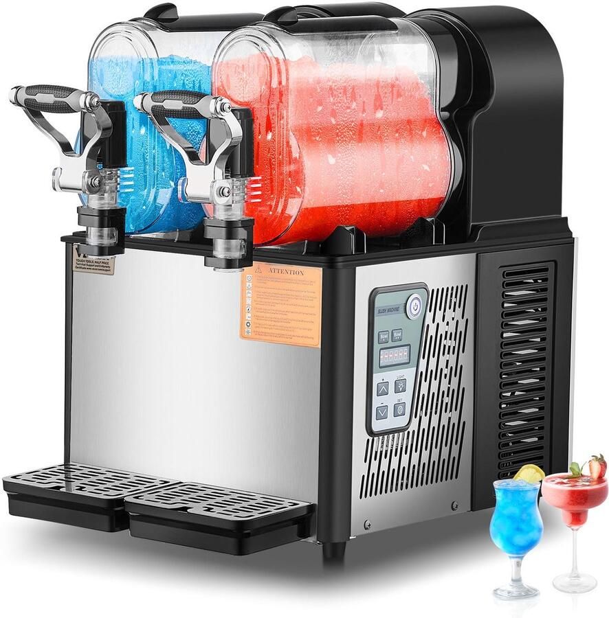 Corenia Slushiemachine – Slushmaker – IJsdrankmachine – Frozen Drink Maker – Margarita Machine – 2 x 3 Liter Tanks – 15 Instelbare Temperatuurniveaus