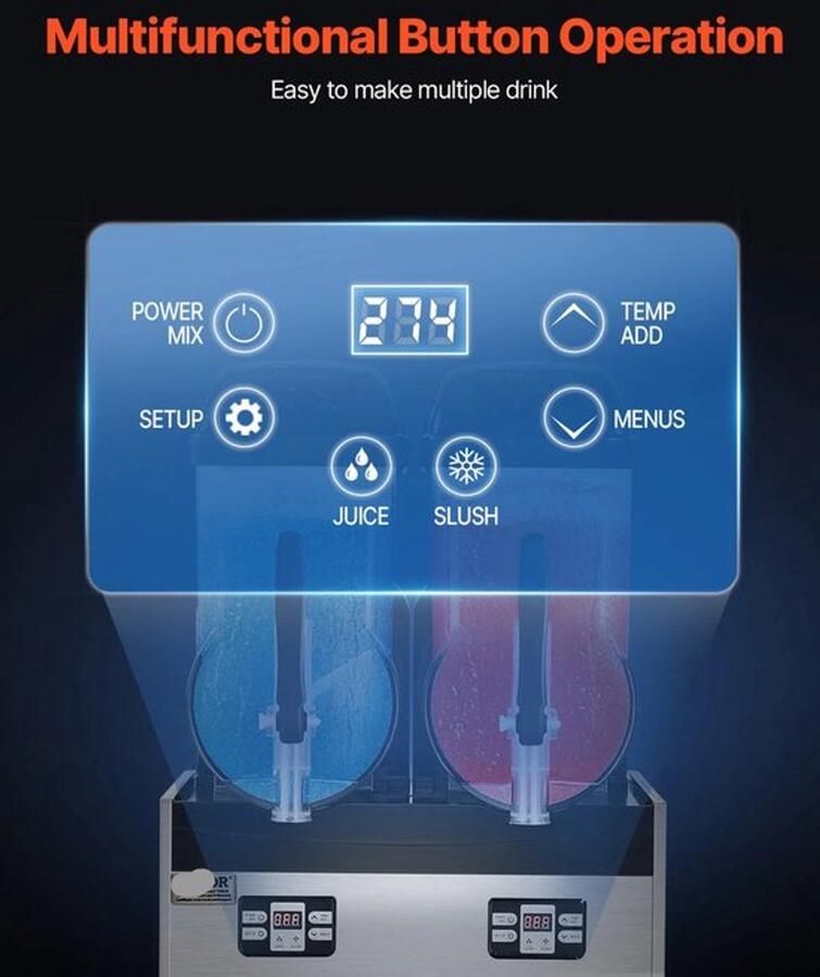 Corenia Slushy Machine – Slushmachine – IJsmachine – Frozen Drink Maker – Dubbele Tanks 1x12L E – Instelbare Temperatuur