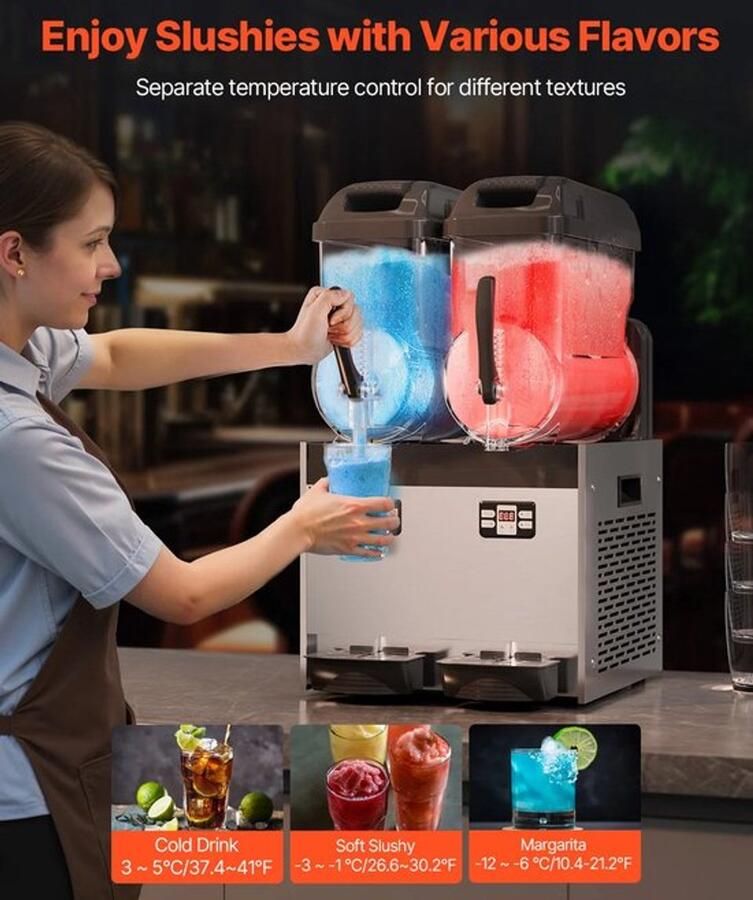 Corenia Slushy Machine – Slushmachine – IJsmachine – Frozen Drink Maker – Dubbele Tanks 1x12L E – Instelbare Temperatuur