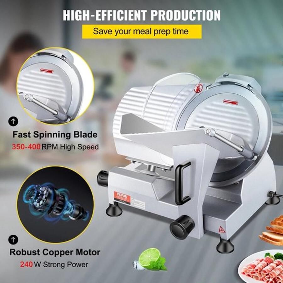 Corenia Snijmachine -Vleessnijder Alles Snijder Vleessnijder Dun Vleessnijmachine voor Thuis 240W 350-400RPM Commerciële Vleessnijder - Foto 2