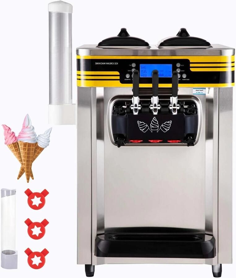 Corenia Softijsmachine – Softijsapparaat – IJsmaschine – Zachtijsmachine – Horeca Softijsmachine – 30 Liter Capaciteit – LCD Touchscreen Bedienung