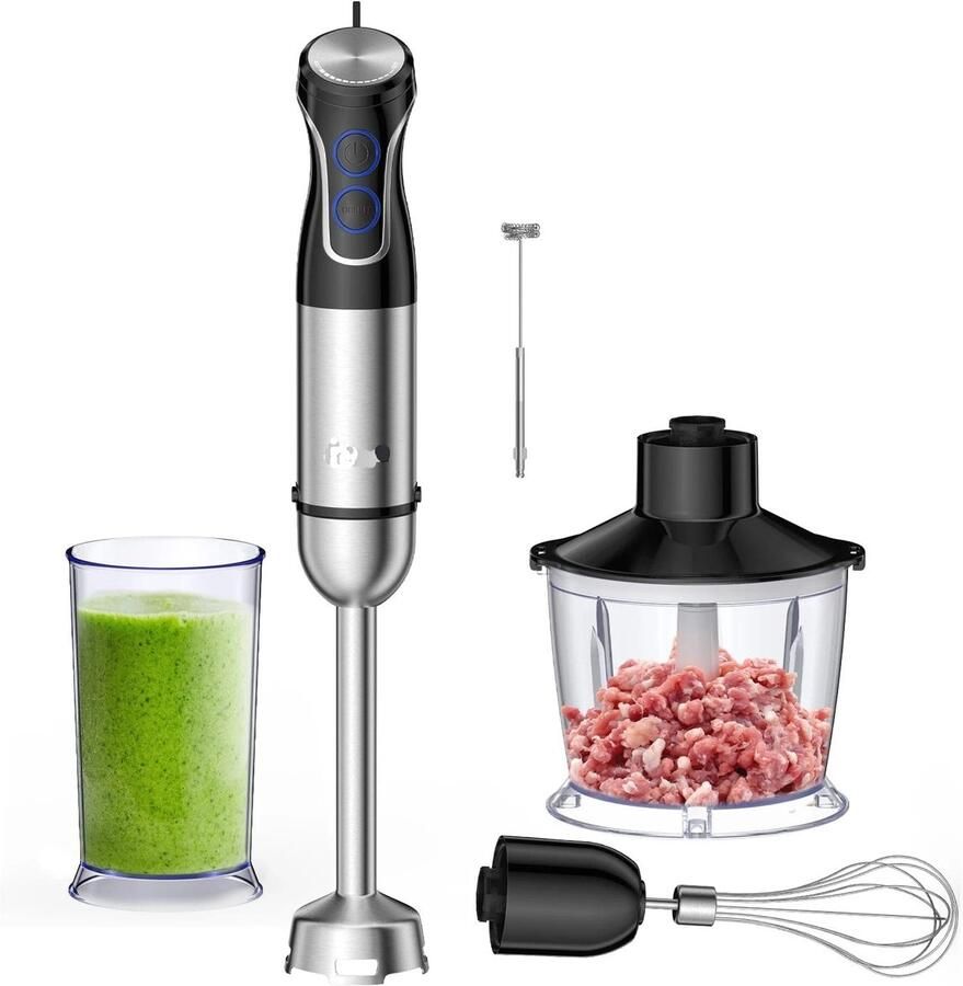 Corenia Staafmixer 5-in-1 Staafmixer Set 1500W RVS Messen Hakmolen Klopper Smoothies Soepen Babyvoeding
