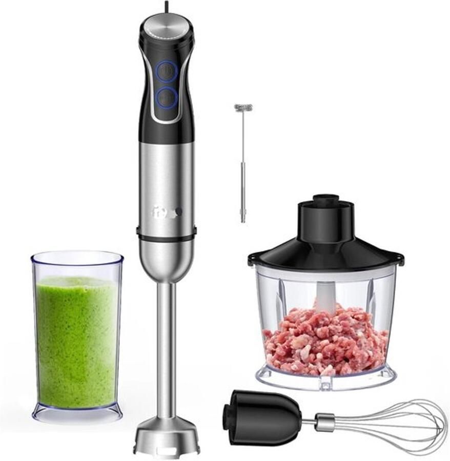 Corenia Staafmixer 5-in-1 Staafmixer Set 1500W RVS Messen Hakmolen Klopper Smoothies Soepen Babyvoeding