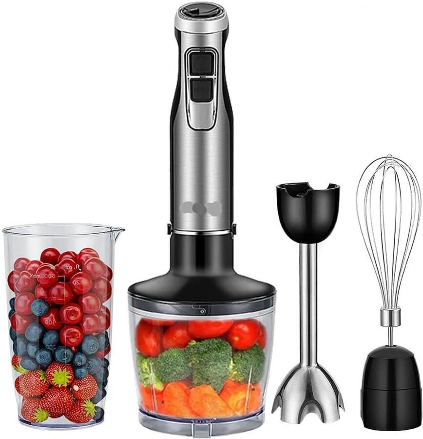 Corenia Staafmixer Keukenmachine Hakmolen 4-in-1 Hoge Vermogen -1200W Smoothie Hakmolen Garde Roestvrijstalen Messen IJs Sauzen 6 Snelheden