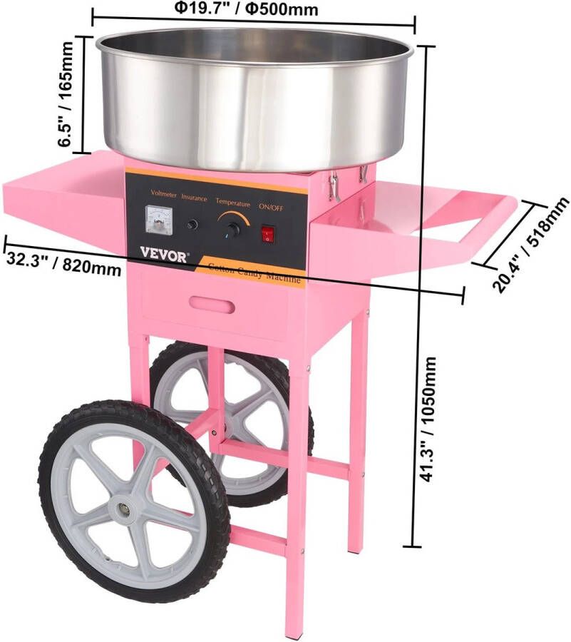 Corenia Suikerspinmachine – Suikerspin Maker – Suikerwolkenmaker – Feestmachine – Kermismachine – 500 Watt Motor – RVS Kom