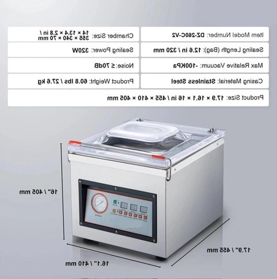 Corenia Vacumeermachine met Digitale Bediening Vacuum Sealer Vacuummachines Foodsaver Seal Apparaat 120W Kamer Vacuümapparaat DZ-260C-V2