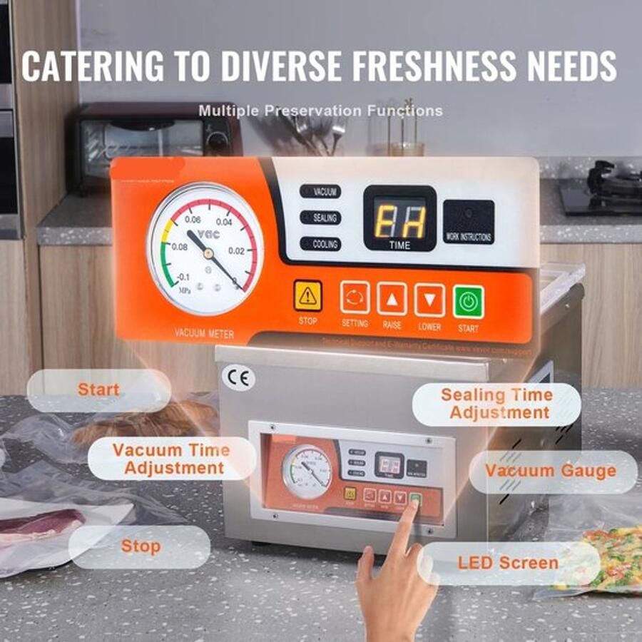 Corenia Vacumeermachine Vacuümverpakkingsmachine Vacuümmachines Kamermodel Vacuümsealer 260W met 15 7 Seallengte Commerciële Foodsaver Seal Apparaat voor Nat Voedsel Vlees en Marinades - Foto 2