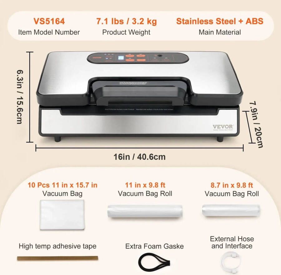 Corenia Vacuümsealer Machine Vacuümmachine Vacuümsealer Foodsaver 90Kpa Automatisch en Handmatig Voedselbewaring 30 cm Sealbreedte