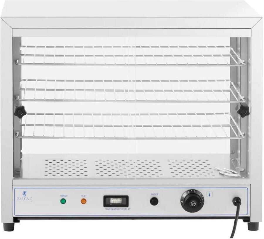 Corenia Verwarmingsvitrine – Warme Vitrine – Buffet Vitrine – Warme Etalage – Warmhoudkast – 3 Lagen Met Verstelbare Planken – 1000W Roestvrij Staal & Gehard Glas