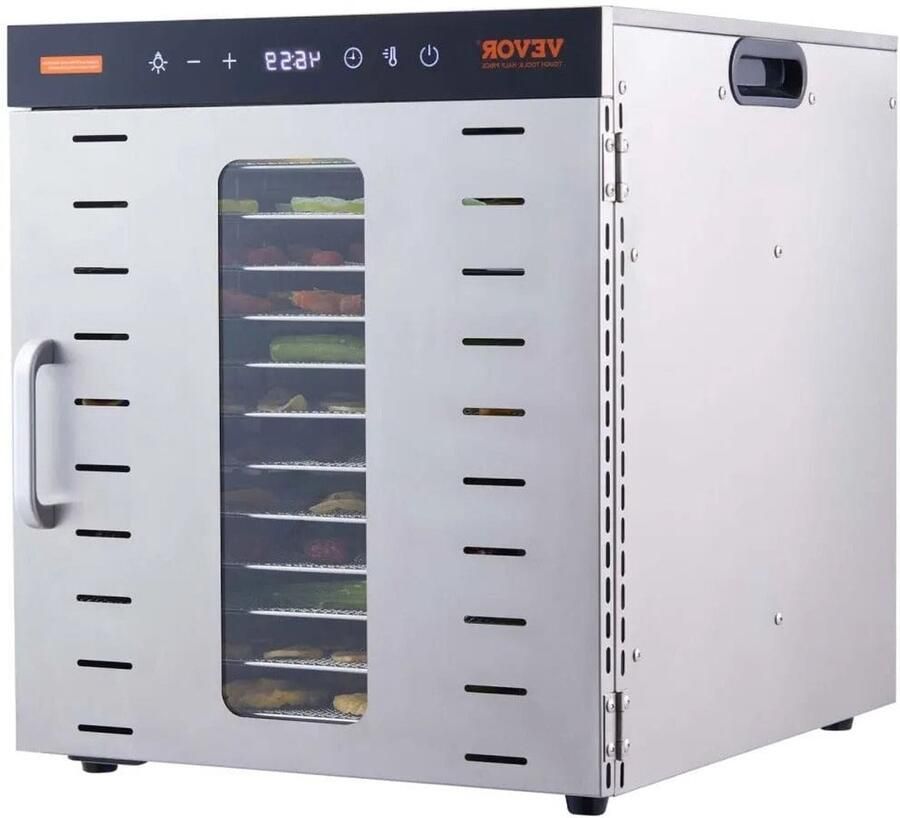 Corenia Vevor Voedseldroger Droogoven Fruitdroger 10 Schalen 220V 800W Vlees Gedehydrateerd Droogmachine met Digitale Timer Zilver - Foto 2