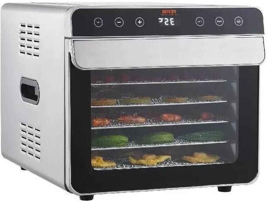 Corenia Vevor Voedseldroger Droogoven Voedseldroger 700W Roestvrij staal Digitale instelbare timer en temperatuur Zilver