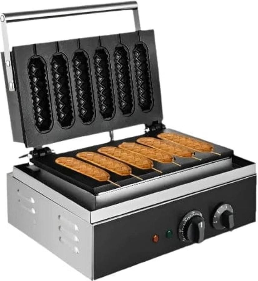 Corenia Vevor WM227 Wafelijzer met indicatielampje Anti-aanbak houten handgrepen 1500W 220V Zwart